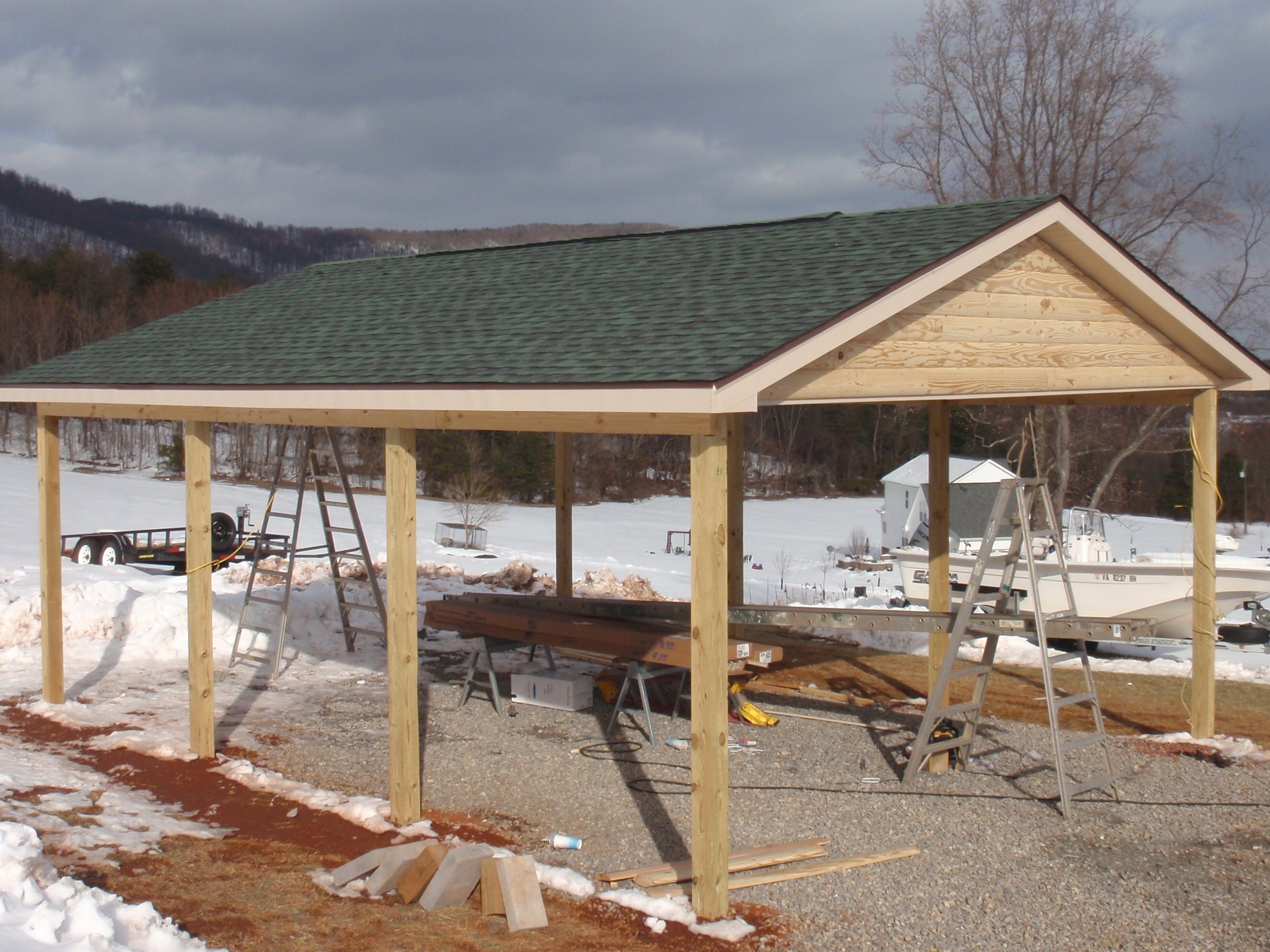 Metal Frame Carport or Shed Not Incorporating Eave Overhang Or 